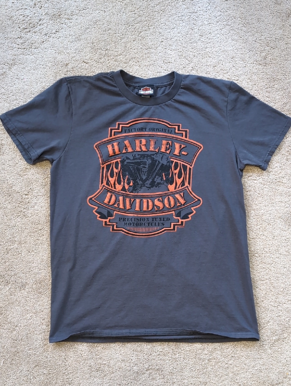 Harley-Davidson Gray Short Sleeve Tee with Orange Graphic